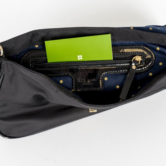 New Kate Spade black nylon/leather/chain purse - Picture 5 of 8